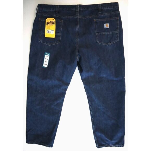 Carhartt BD4942-M Men's Sz 44x30 Blue Relaxed Fit Flannel Lined 5-Pocket Jeans - Picture 2 of 11